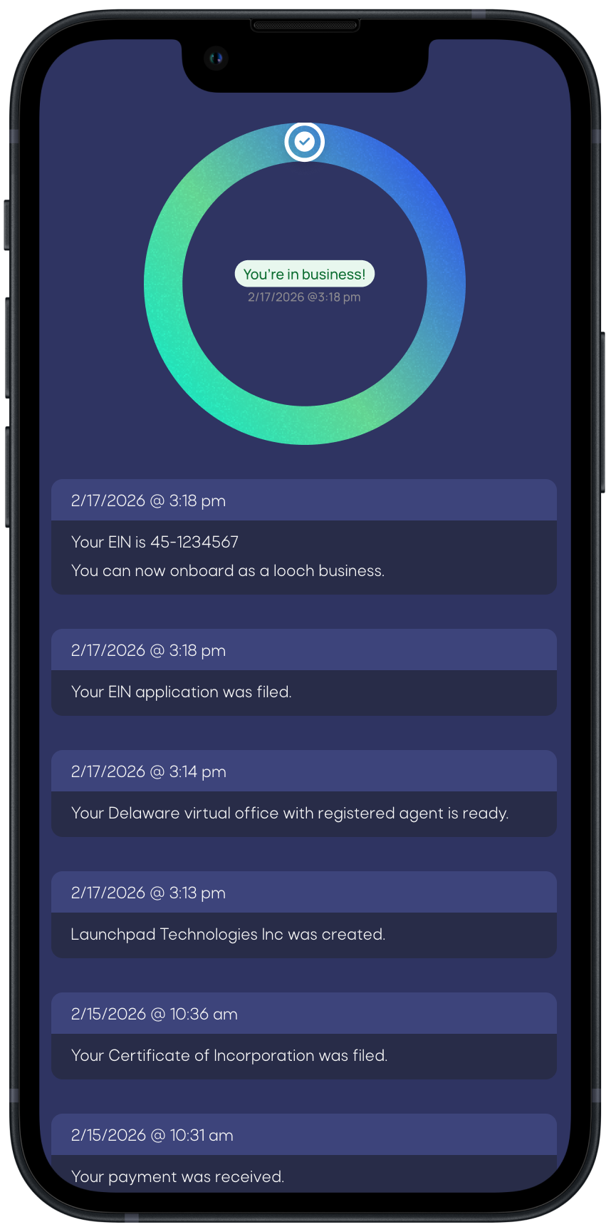looch Start progress tracking
